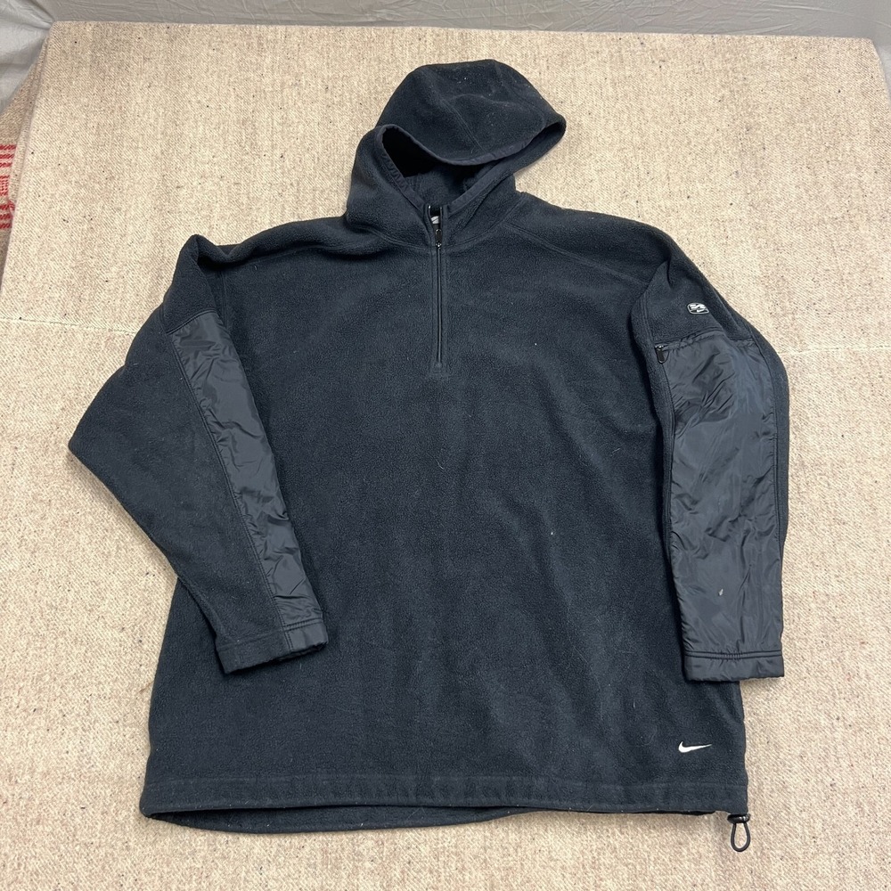 Vintage Nike Hoodie Mens XL Black 2000s Y2K Fleece Tech 1/4 Zip